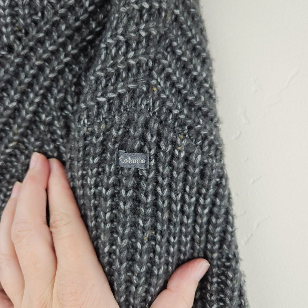 COLUMBIA Cable Knit Sweater Mens XS Oversized Fisherman Gray Wool Blend NICE - Picture 2 of 14